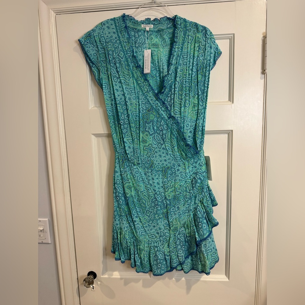 Poupette St. Barth Teal and Aqua Asymmetrical Dress